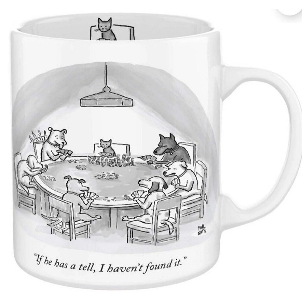 The New Yorker Puzzle Cat's Tell Mug 15oz Discontinued